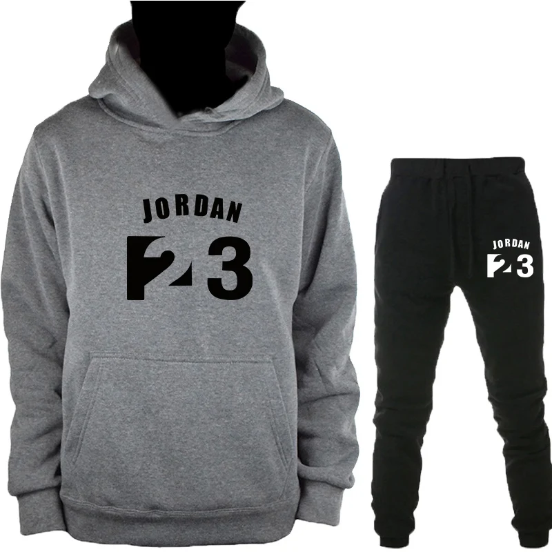 Новинка, модный брендовый спортивный костюм JORDAN 23, мужская спортивная одежда, комплект из двух предметов, хлопковая флисовая плотная толстовка с капюшоном+ штаны, спортивный костюм для мужчин s