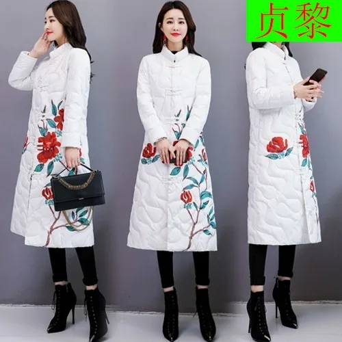 Retro Handicap Embroidered down Jacket Cotton-padded Clothes Women's Winter New Style Light Warm Cotton-padded Clothes Grac