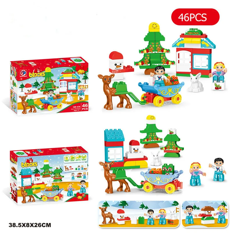 

Duploed Christmas Building Blocks bricks trees animals figures Sets Toys Compatible LegoINGlys duploe for kids christmas gift