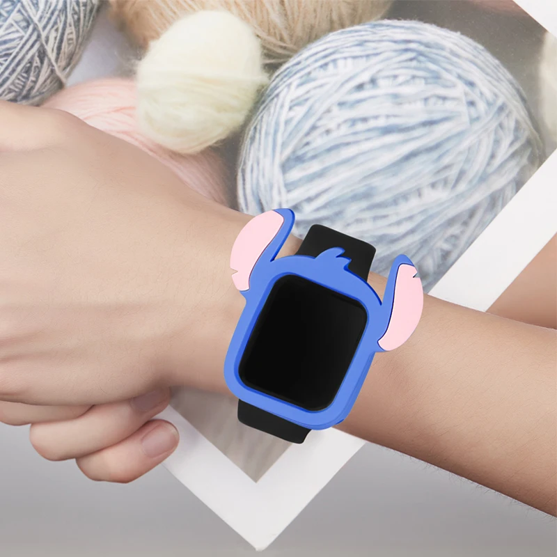 Чехол с милыми мультяшными часами для apple watch 4, 5, мягкий силиконовый бампер 40 мм, 44 мм, полная защитная рамка, противоударный чехол для iwatch