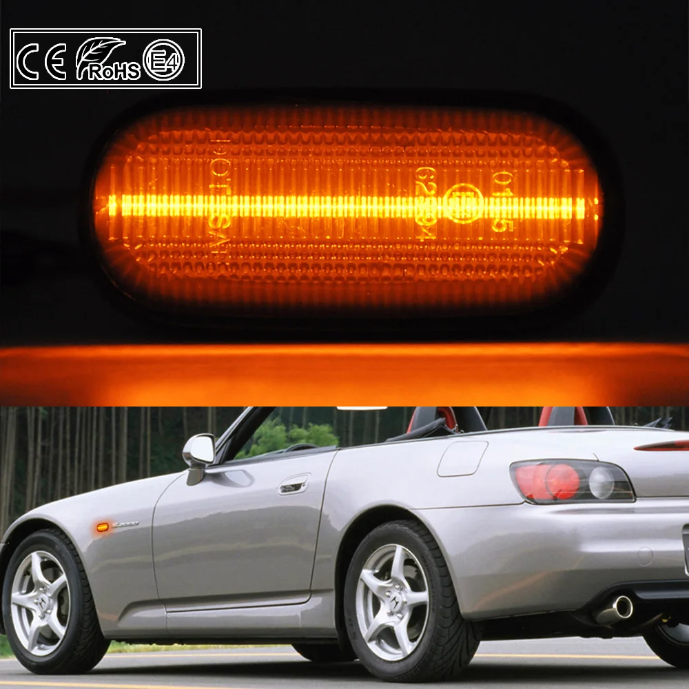 2xSmoked светодиодный Авто Боковой габаритный фонарь поворота светильник для Honda S2000 Accord Civic Prelude CRX Fit