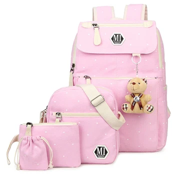 

Canvas 4Pcs/set School Backpacks College School bags Fashion Plecak for Teenager Girl And Boys Rucksack Moclila Shoulder Bag