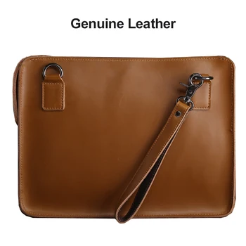 

Luxury Genuine Leather Laptop Bag For MacBook Air 13 Pro 13 Xiaomi HP 12 13 14.1 inch Laptop Sleeve Waterproof Notebook Bag Case