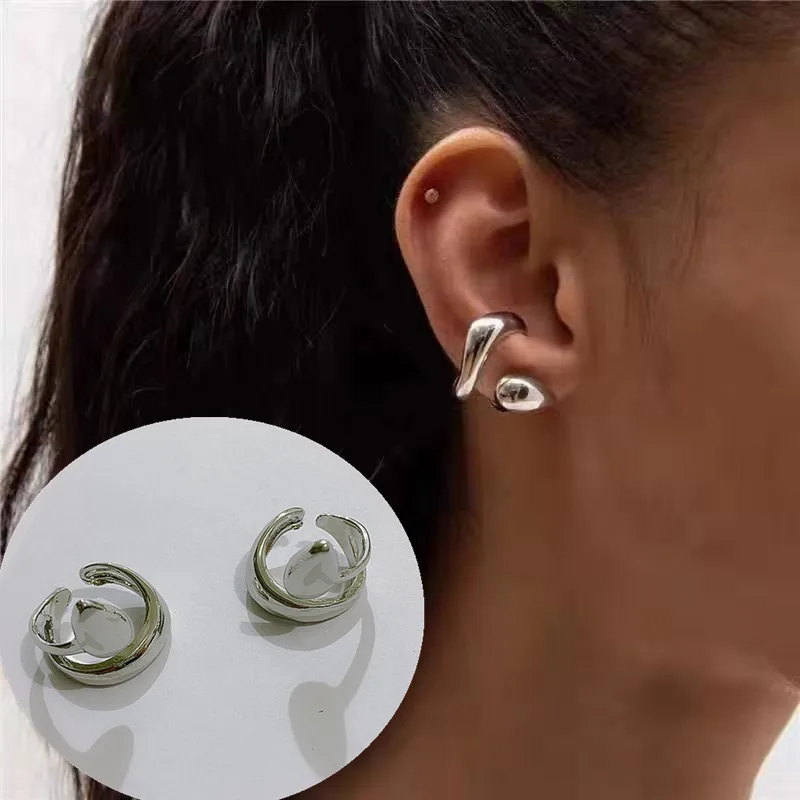 Female Male Simple Ear-hole-free Leaves Couples Ear Bone Clip A dual Purpose Earrings For Women Men Party Jewelry Gift ear clip earrings clip earrings ear clip ear accessories