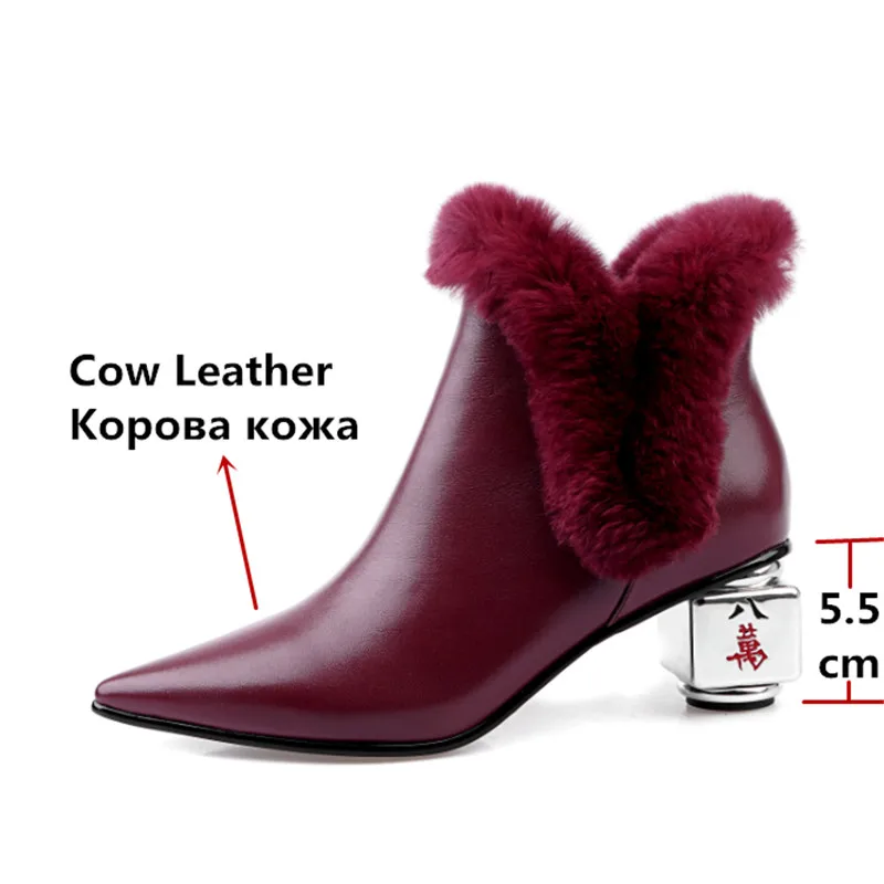 FEDONAS/женские ботильоны из натуральной кожи наивысшего качества; модные вечерние ботинки на необычном каблуке в европейском стиле; женские теплые ботинки; большие размеры