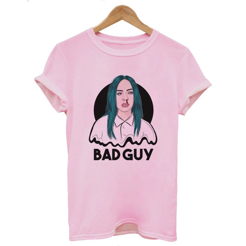 Ваша OEN EYES Billie Eilish Harajuku Fans белая футболка женская Camiseta Mujer футболка Эстетическая уличная футболка - Цвет: 3812-Pink