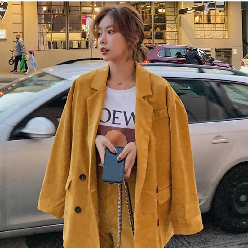 Heydress осенние однотонные женские элегантный Блейзер костюм офисные женские туфли двубортный пиджак женский вельветовый зубчатый комплект с карманами