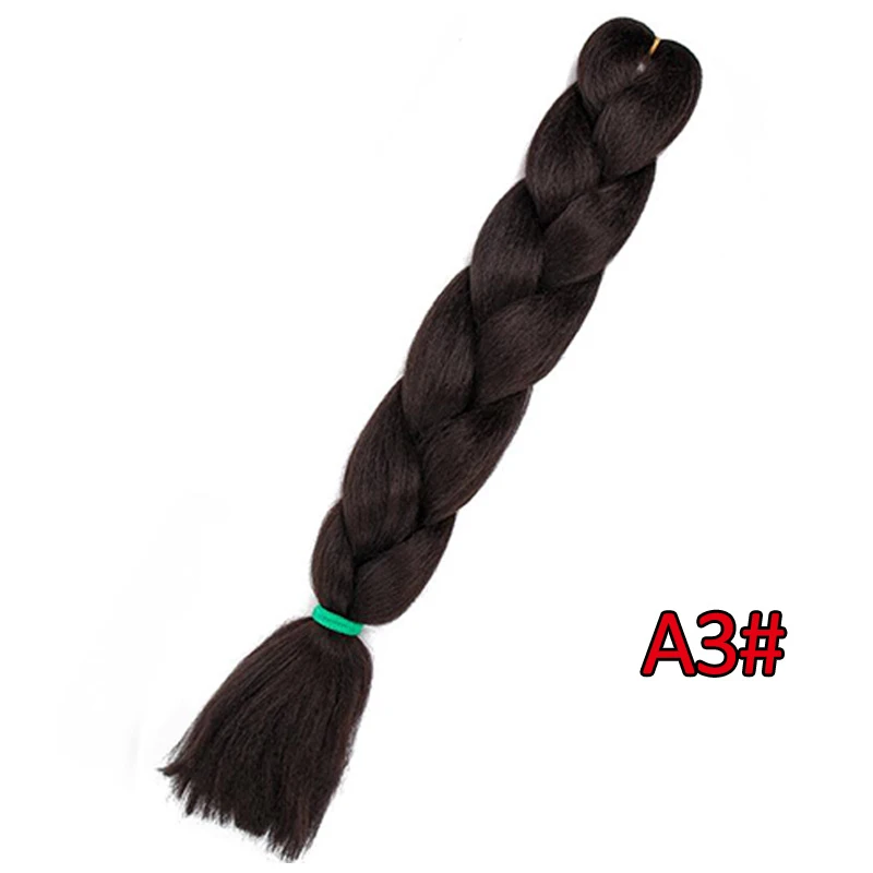 Энергичные 24 дюйма огромные косички волос синтетические волосы на крючках для наращивания черный серый синий Омбре цвета для вязания крючком косички волос 6 шт - Цвет: A3