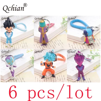 

6pcs/set Car Key Accessories Dragon Ball Piccolo Son Gohan Kuririn PVC Backpack Decorative Pendant Keychain Jewelry Height 8cm
