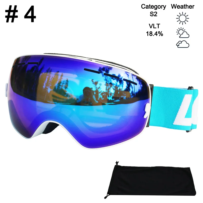 LOCLE профессиональные лыжные очки с двойными линзами UV400 Анти-туман для взрослых для катания на сноуборде Лыжный Спорт очки Для мужчин Для женщин Лыжная маска для глаз - Цвет: Color 4 Glasses