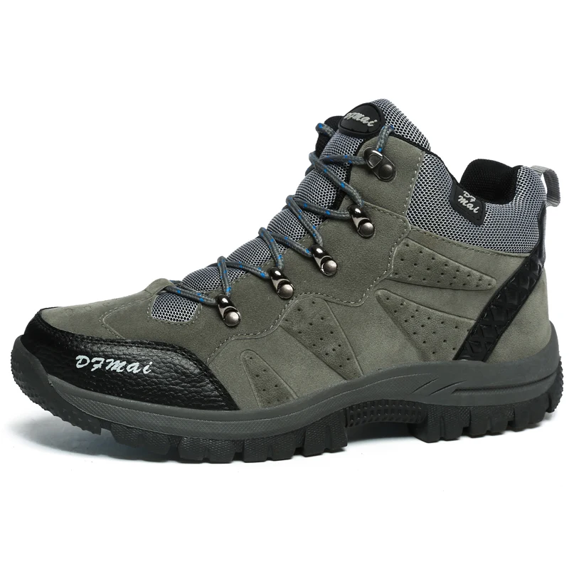 Серый Новинка; зимняя уличная походная обувь; водонепроницаемые осенне-зимние модели; высокая обувь; тонкие туфли; нескользящая обувь; мужская повседневная обувь - Цвет: Серый