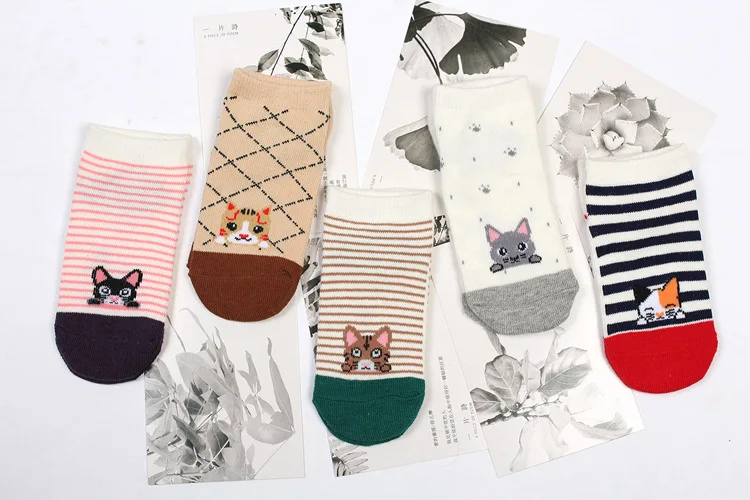 New Style Spring Summer Korean-style Children No-show Socks Cute Animal Cotton Short Socks Thin Socks