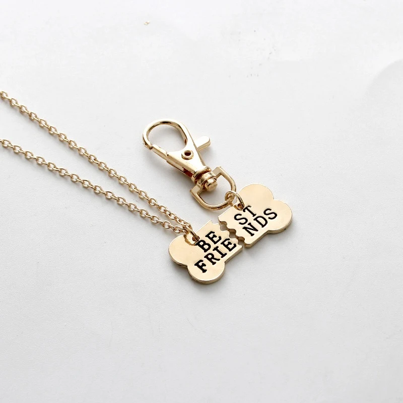 Домашнее животное собака кошка и мастер Ожерелье Лучшие друзья кость сплав домашнее животное кошка щенок собака два лепестка ошейник аксессуары домашнее животное кулон дружбы