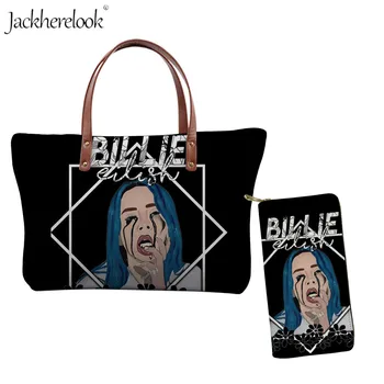 

Jackherelook 2Pcs Women's Leather Handbag & Purse Billie Eilish Top-Handle Bags & Wallets set Fahion Totes Bag for Ladies Girls