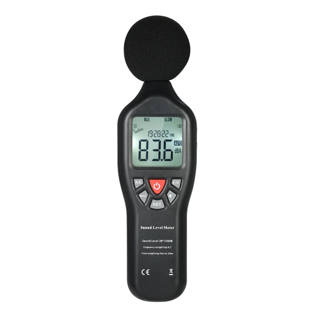 

LCD Digital Sound Level Meter 30-130dBA Noise Measuring Instrument Decibel Monitoring Tester with Data Logging Function