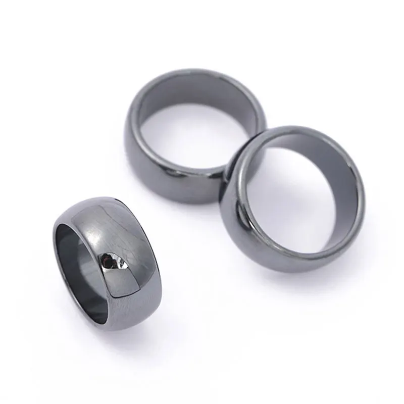 Hematite Ring Natural Stone Flat Arc Plain Non-Magnetic Couple Rings For Women Men Size 6-12 Wedding Lovers Rings Jewelry Gifts