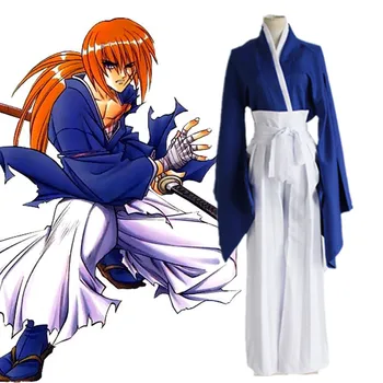 

2019 Anime Rurouni Kenshin HIMURA KENSHIN Kimono Cosplay Costume 2 Colors Japanese Swordsman Clothes Halloween Carnival Costume