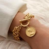 FLASHBUY 2022 Gold Color Charm Chain Bracelets For Women Men Stainless Steel Alloy Bracelets Fashion Jewelry Gift Hot Sale New ► Photo 1/6
