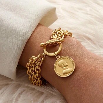 

FLASHBUY 2020 Gold Color Charm Chain Bracelets For Women Men Stainless Steel Alloy Bracelets Fashion Jewelry Gift Hot Sale New