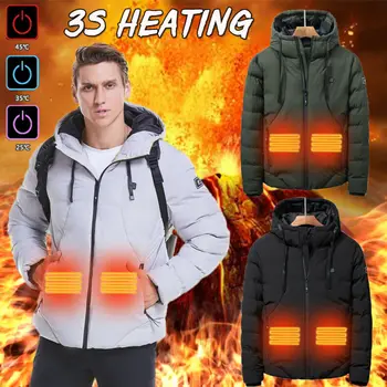 

Men's USB Heated Vest Jacket Electric Battery Heating Overcoat Winter Warm Coat