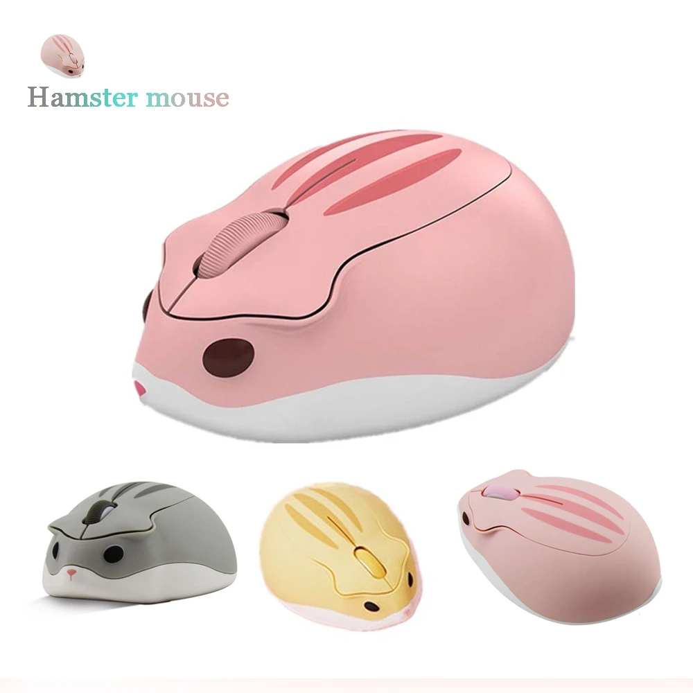 Mouse óptico ergonômico sem fio, mini mouse rosa de desenho animado em ...