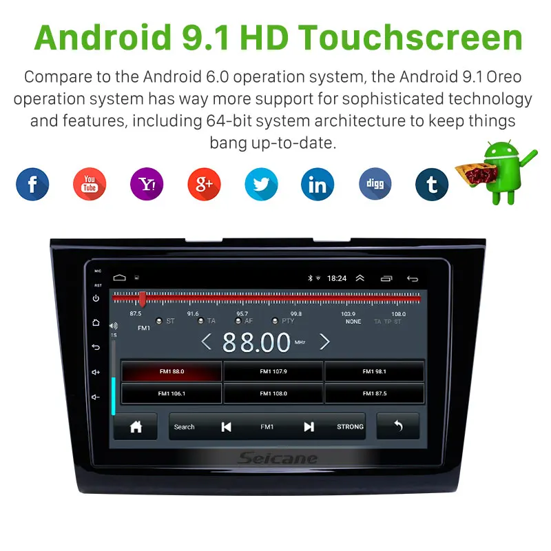 Seicane 9 дюймов Android 9,1 2.5D экран автомобильный gps Радио мультимедийный плеер для- Ford aurus поддержка Carplay TPMS DAB