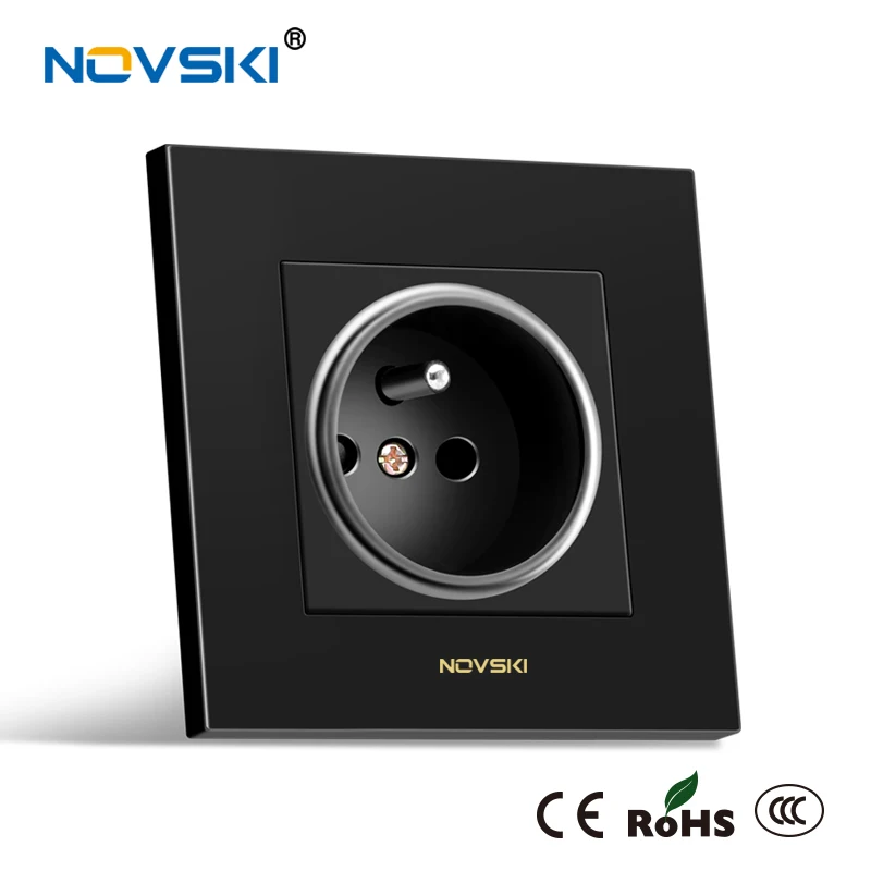 NOVSKI ЕС французский стиль 16А штепсельная розетка огнестойкая PC пластиковая панель AC 110-250V тип электрическая розетка CE RoHS сертифицирована