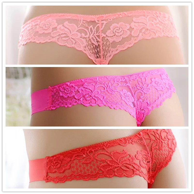 Orange-Rose-Red 3 шт./лот, женское сексуальное кружевное нижнее белье, женское нижнее белье, женские стринги, очаровательное нижнее белье с низкой посадкой - Цвет: Orange-Rose-Red
