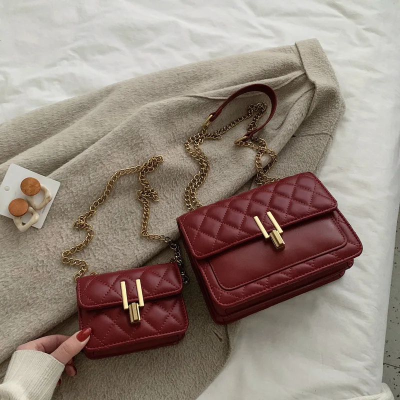 

Spring Graceful Rhombus Chain Bag Women's 2020 New Style Versatile Shoulder Fashion Small Square Bag (Large Small)