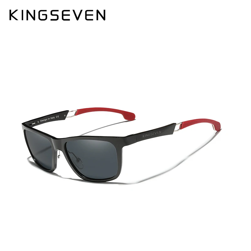 KINGSEVEN,, для вождения, высокое качество, солнцезащитные очки, поляризационные, классические, брендовые, солнцезащитные очки для мужчин, Oculos De Sol Masculino - Lenses Color: Red Gray