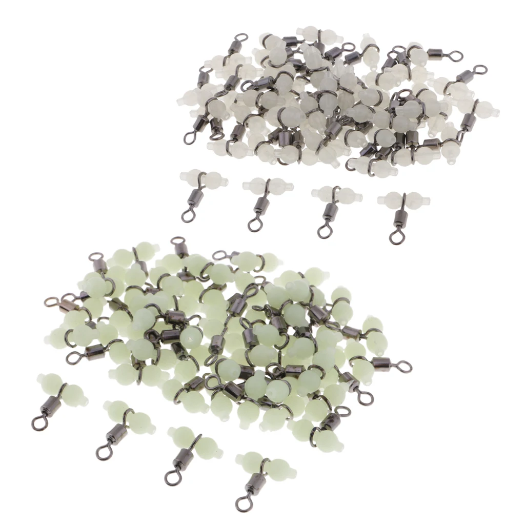 50Pcs Stainless Steel Luminous 3 Way Fishing Swivels Cross Line Connectors - Produce Different Colors Under Different Light