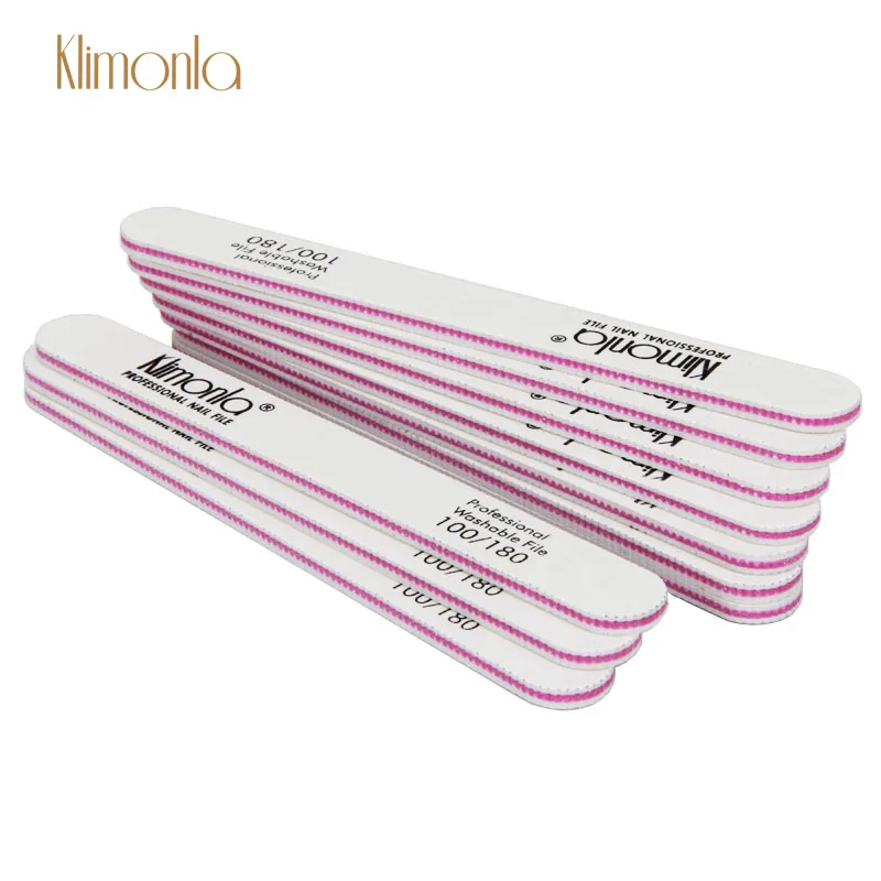 

10Pcs/Lot Klimonla Nail File 100/180 Grit White Sanding Buffer Block Polish DIY Salon or Beauty Nail Art Pedicure Care Tools
