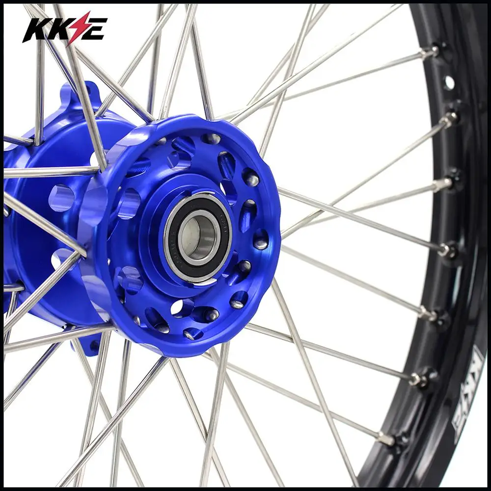KKE 21/18 мотоциклетные обода эндуро мотоциклетные колеса Набор для YAMAHA WR250F 2001- WR450F 2003- синяя втулка черные диски