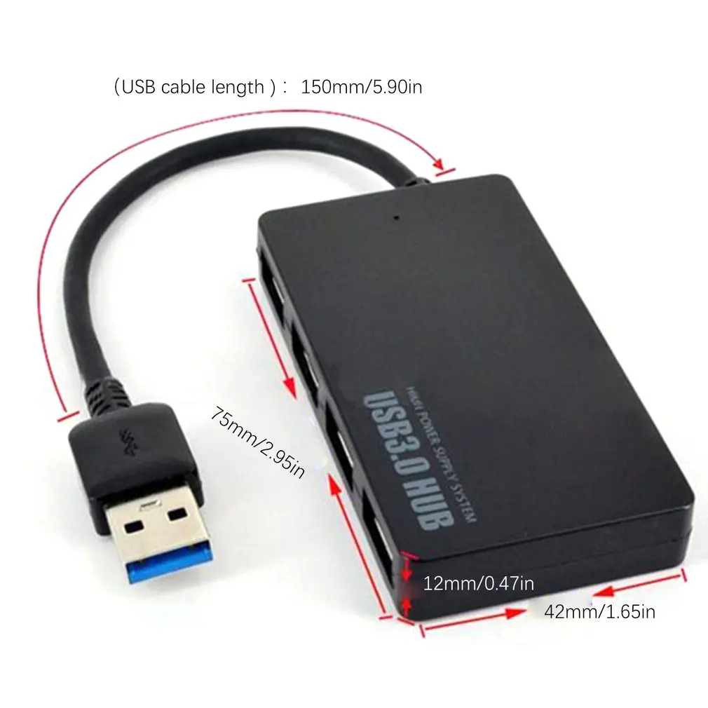 Usb-концентратор с 4 портами, Кабель-адаптер для зарядки для смартфонов и планшетов, высокоскоростной адаптер расширения для настольных ПК и ноутбуков