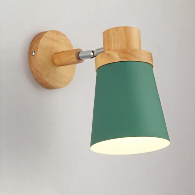 Nordic modern E27 LED wall lamp iron and wood adjustable sconces light indoor home kitchen bedside bedroom decoration livingroom