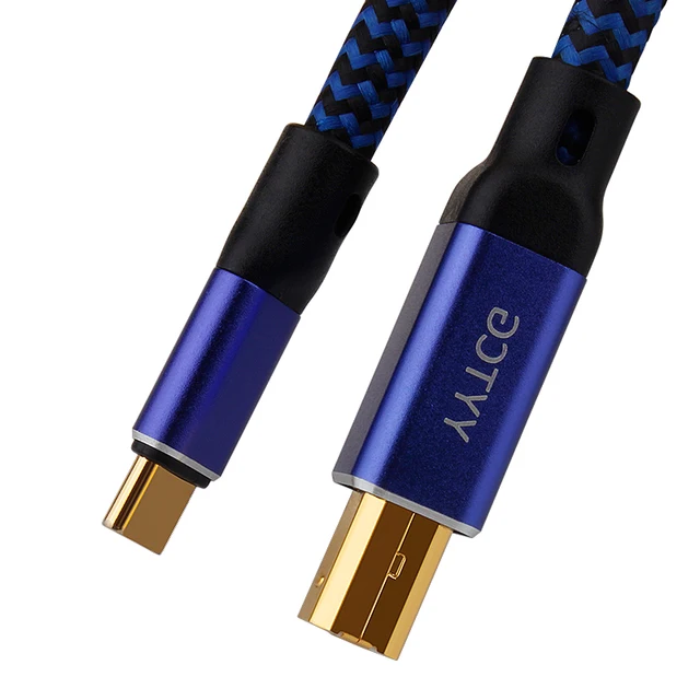 YYTCG Hifi USB Cable Type C to Type B 6N OCC Hifi Data Cable Universal Data Line USB Audio Cable Blue