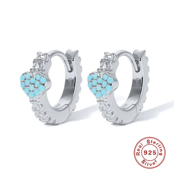 

CANNER Real 925 Sterling Silver Fashion Heart-shaped Diamond Hoop Earrings For Women Piercing Earring Earings Jewelry pendientes