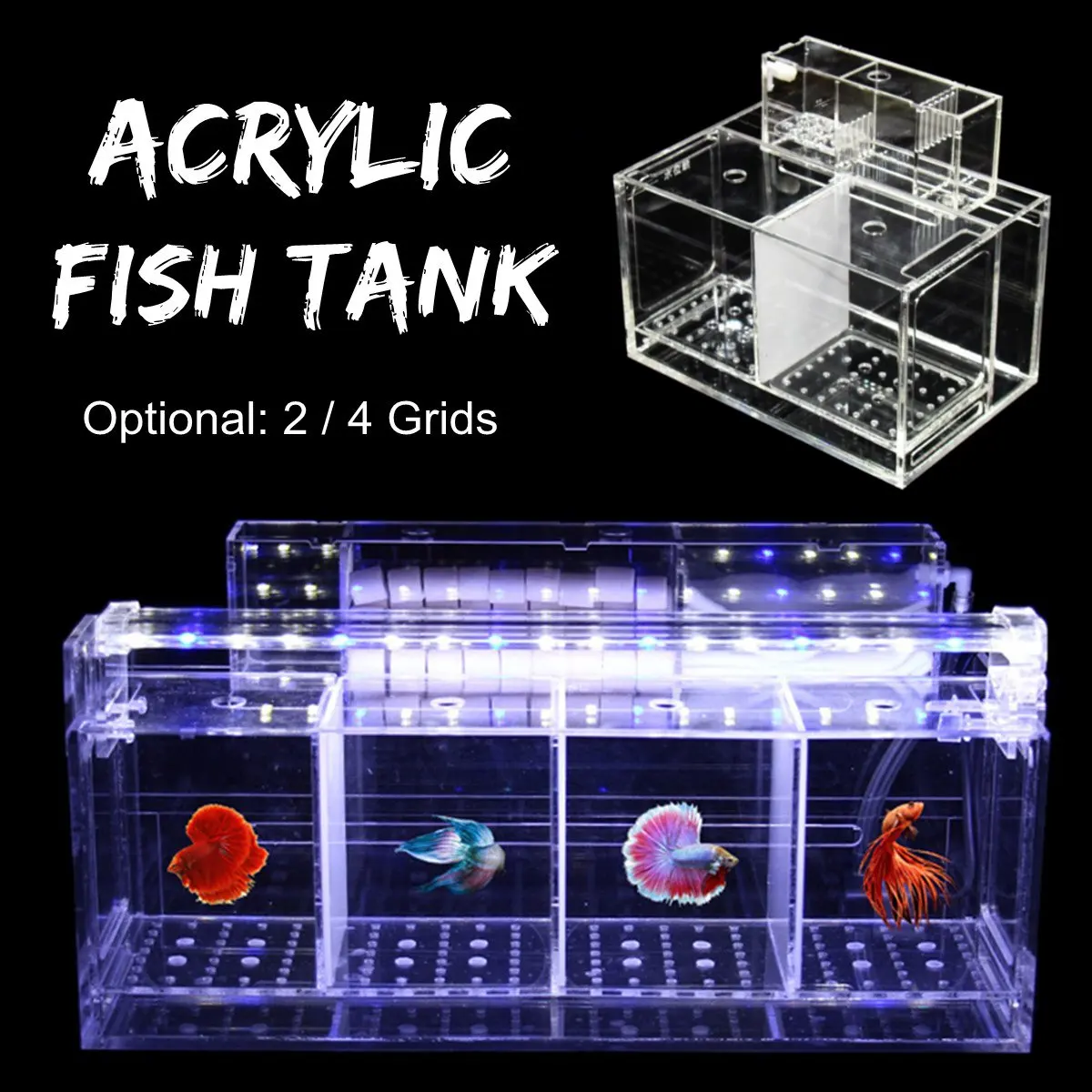

Acrylic Aquarium Transparent Baby Betta Fish Tank Desktop Aquarium Filter Breeding Box Hatchery Isolation Aquatic Pet Supplies