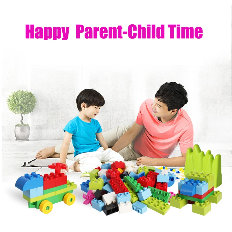 55-163PCS LargeSize Particle Building Blocks Plastic Assembled Toys Slipway Marble Interconnecting Blocks Gifts for Children
