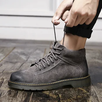 

New Suede Leather Men's Boots New Fashion Business Casual Shoes Men Ankle Boots Formal Non-slip Comfortable Outdoor Mens Shoes