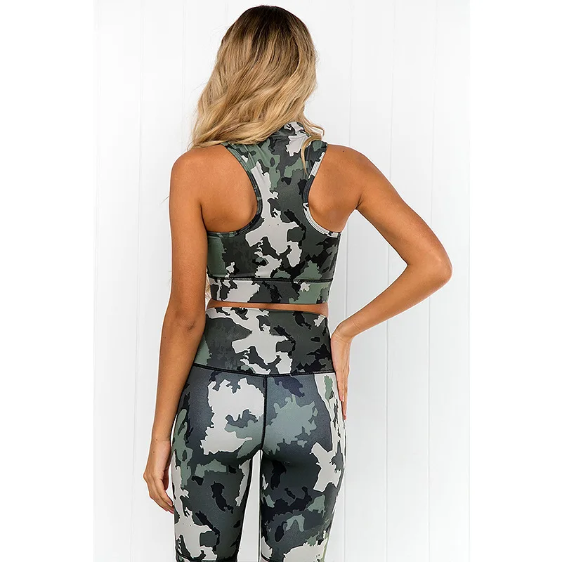 Camouflage Printing Yoga Bodybuilding Suit Moisture Absorption Perspire Yoga Serve Ma'am Bodybuilding Suit