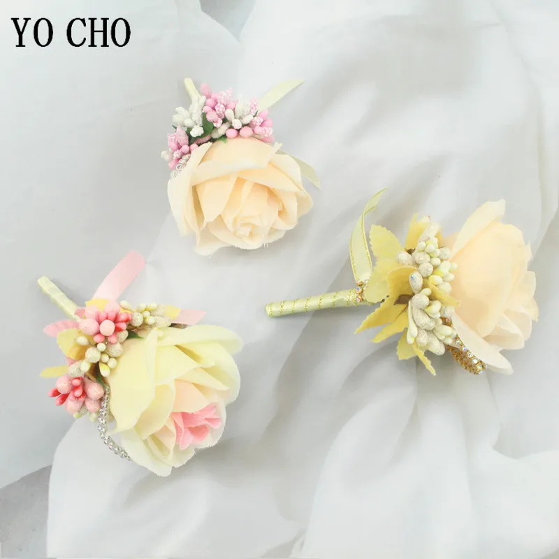 Yo Cho Boutonniere Wedding Buttonhole White Pink Corsage Pins