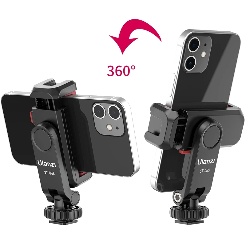 Ulanzi ST-06S Vertical Phone Mount Holder Tripod With Cold Shoe For Mic Light Phone Clip For iPhone 12 Vlog Holder Smartphone — view 2