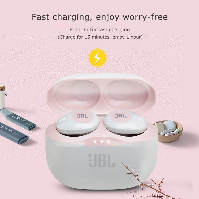 JBL TUNE T120 TWS True Wireless Bluetooth Headset with Earbuds HIFI Noise Reduction Stereo Bass Sports Game In ear Earphones