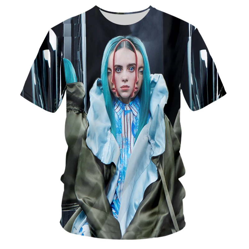 UJWI Billie Eilish хип-хоп 3d футболки с принтом летняя футболка с коротким рукавом для мужчин/женщин 3D футболки футболка толстовки Одежда - Цвет: TS09918
