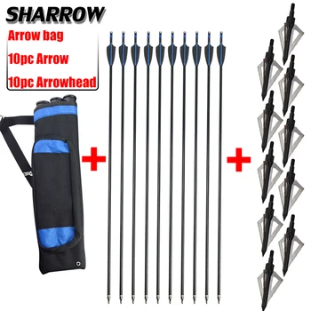 

10pc Fiberglass Arrow With Broadhead Arrow And Arrow Quiver Bag Set Outdoor Hunting Shooting Bow And Arrow Archery Accessories
