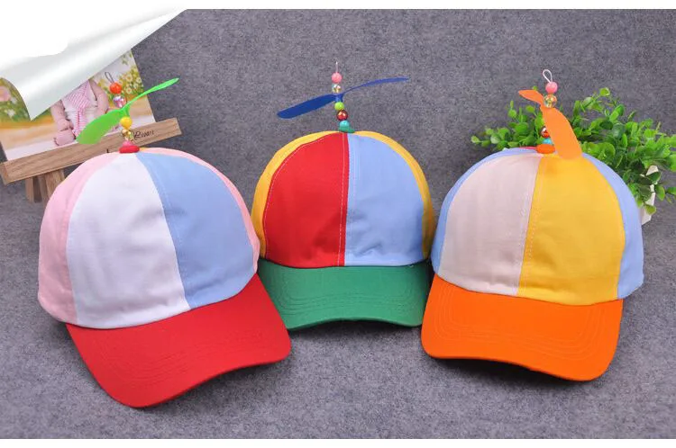 Бейсбольная кепка с пропеллером для взрослых, цветная Лоскутная Кепка, шапка с бамбуковой стрекозой, Детские бейсболки эластичные для мальчиков и девочек, шляпа для папы