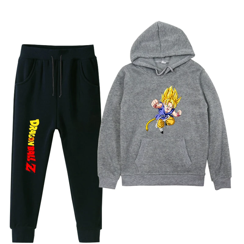 Dragon Ball Z осень-зима для маленьких детей Одежда для маленьких мальчиков и девочек состоящие из кофты с капюшоном и штанов, 2 шт./компл. Одежда для новорожденных детей Повседневное спортивные костюмы - Цвет: 20
