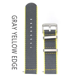 Quick Release Nylon Weave Smart Watch Strap - 22mm (Gray yellow edge)
