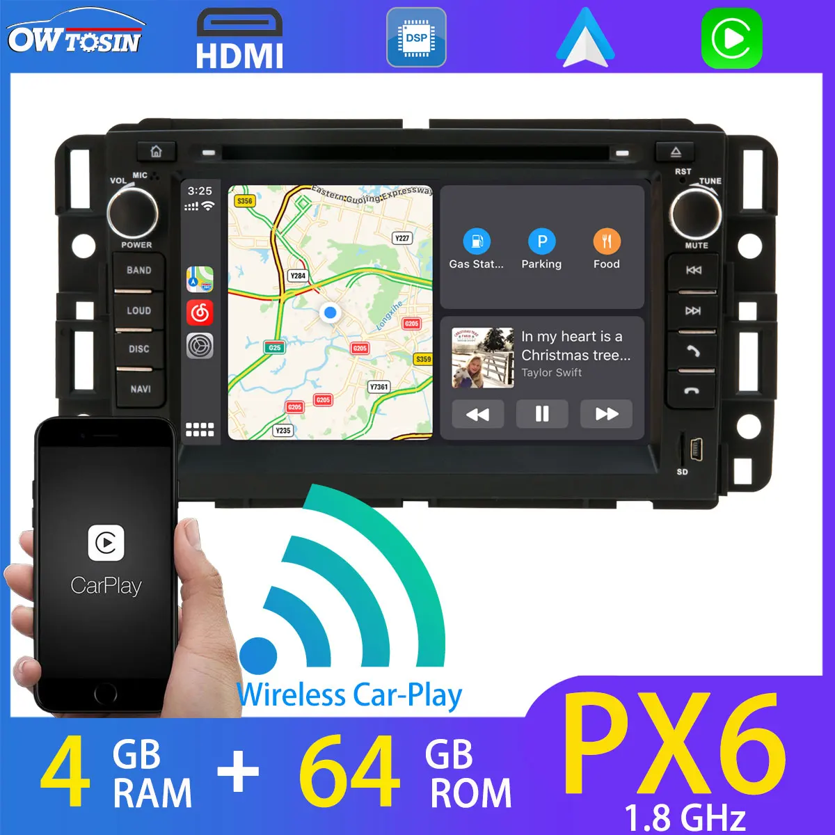 Автомобильный радиоприемник 7 &quotPX6 64G Android 10 автомобильный с навигацией GPS для GMC